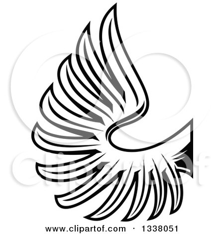 Clipart of a Black and White Feathered Wing 37 - Royalty Free Vector Illustration by Vector Tradition SM
