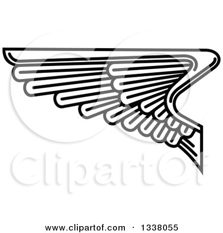 Clipart of a Black and White Feathered Wing 31 - Royalty Free Vector Illustration by Vector Tradition SM