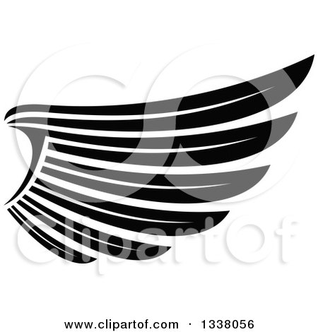 Clipart of a Black and White Feathered Wing 32 - Royalty Free Vector Illustration by Vector Tradition SM
