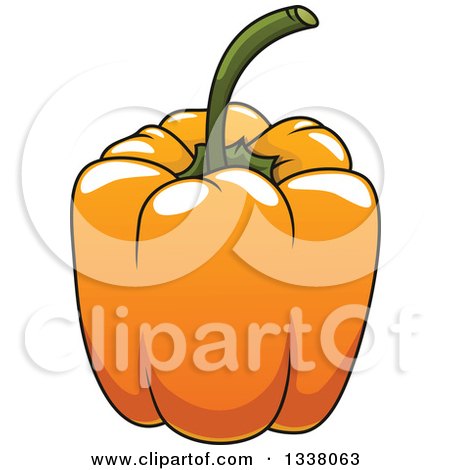 Clipart of a Cartoon Orange Bell Pepper - Royalty Free Vector Illustration by Vector Tradition SM