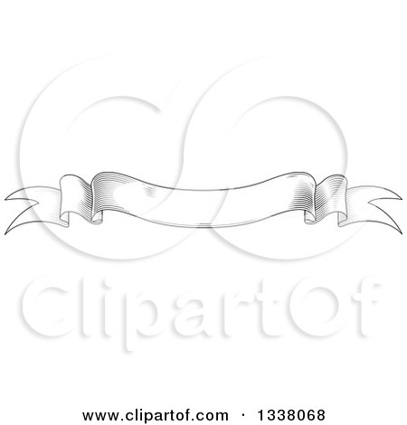Clipart of a Vintage Black and White Engraved Styled Blank Ribbon Banner 11 - Royalty Free Vector Illustration by Vector Tradition SM