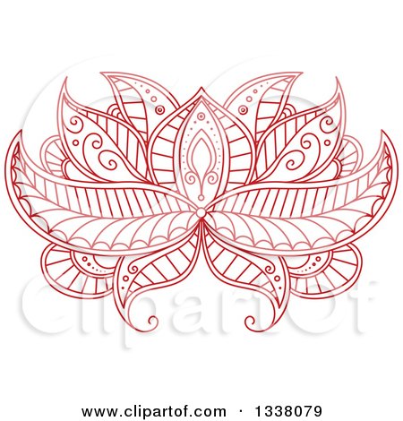 Clipart of a Beautiful Red Henna Lotus Flower 4 - Royalty Free Vector Illustration by Vector Tradition SM