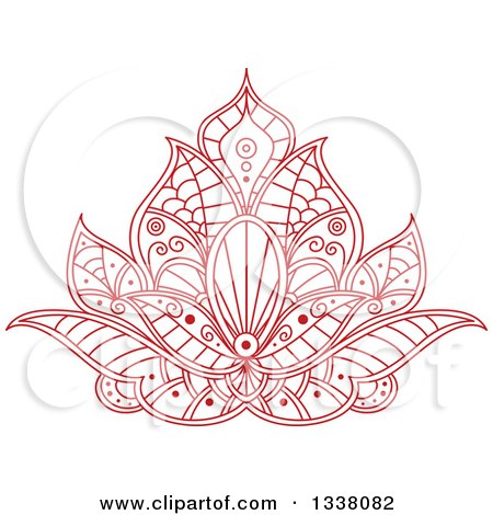Clipart of a Beautiful Red Henna Lotus Flower 3 - Royalty Free Vector Illustration by Vector Tradition SM