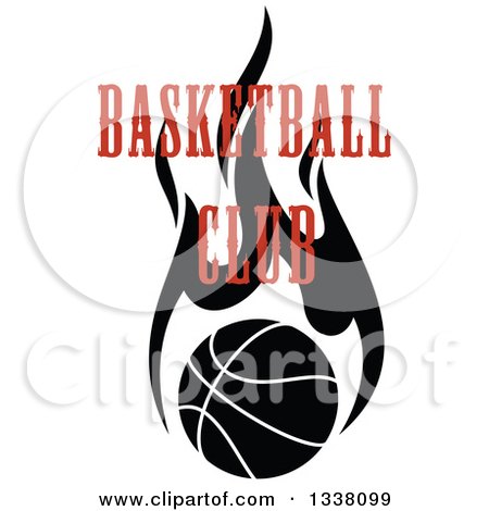 Clipart of Basketball Club Text over a Flaming Black Ball - Royalty Free Vector Illustration by Vector Tradition SM