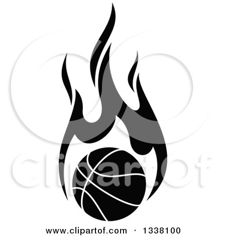 Clipart of a Flaming Black and White Basketball - Royalty Free Vector Illustration by Vector Tradition SM