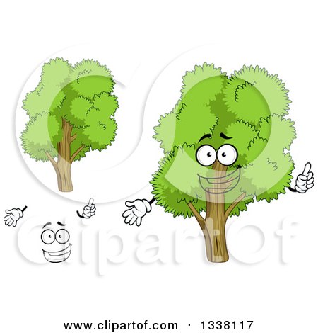 Clipart of a Cartoon Face, Hands and Trees 4 - Royalty Free Vector Illustration by Vector Tradition SM