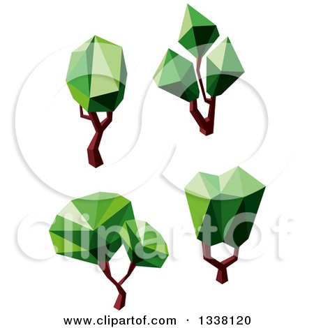 Clipart of Low Poly Geometric Trees 4 - Royalty Free Vector Illustration by Vector Tradition SM