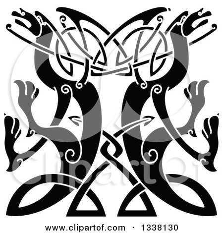 Clipart of Black Celtic Knot Dragons 7 - Royalty Free Vector Illustration by Vector Tradition SM