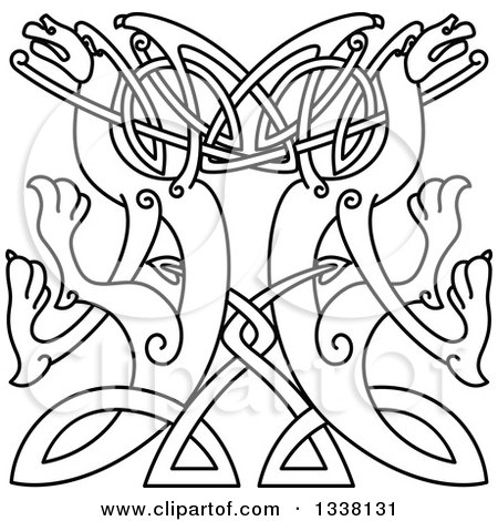 Clipart of Lineart Celtic Knot Dragons 7 - Royalty Free Vector Illustration by Vector Tradition SM