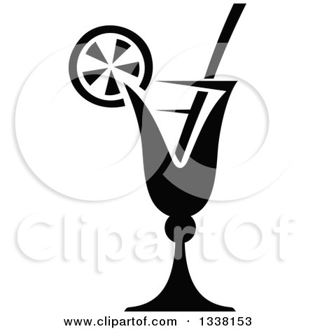Clipart of a Black and White Cocktail Beverage 3 - Royalty Free Vector Illustration by Vector Tradition SM