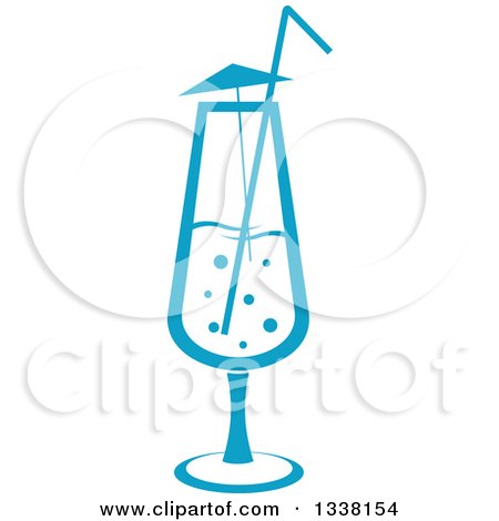 Clipart of a Blue Cocktail Beverage with an Umbrella - Royalty Free Vector Illustration by Vector Tradition SM