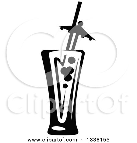 Clipart of a Black and White Cocktail Beverage 4 - Royalty Free Vector Illustration by Vector Tradition SM