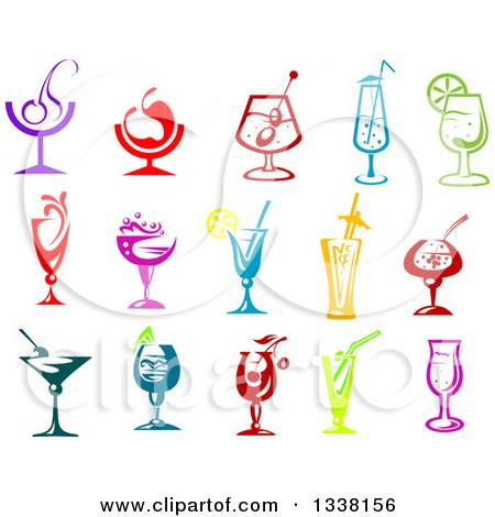Clipart of Colorful Cocktail Beverage Drinks - Royalty Free Vector Illustration by Vector Tradition SM