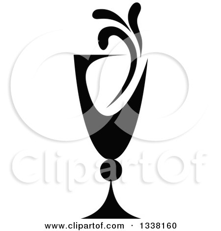 Clipart of a Black and White Cocktail Beverage - Royalty Free Vector Illustration by Vector Tradition SM