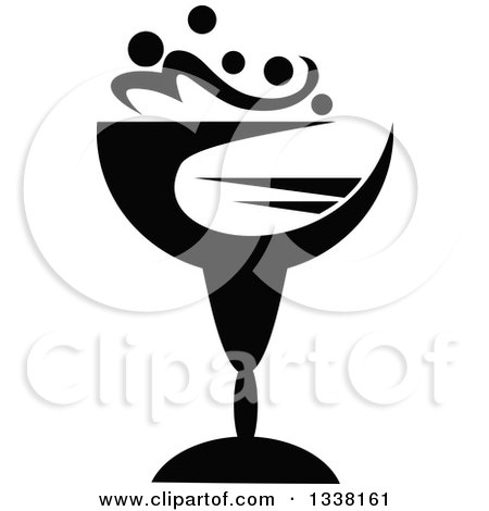Clipart of a Black and White Cocktail Beverage 2 - Royalty Free Vector Illustration by Vector Tradition SM