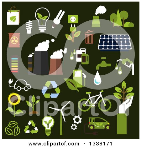 Clipart of Flat Design Green Energy and Ecology Icons - Royalty Free Vector Illustration by Vector Tradition SM