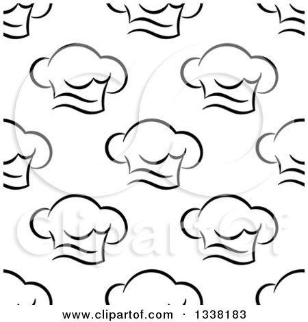 Clipart of a Seamless Pattern Background of Black and White Chef Hats 2 - Royalty Free Vector Illustration by Vector Tradition SM