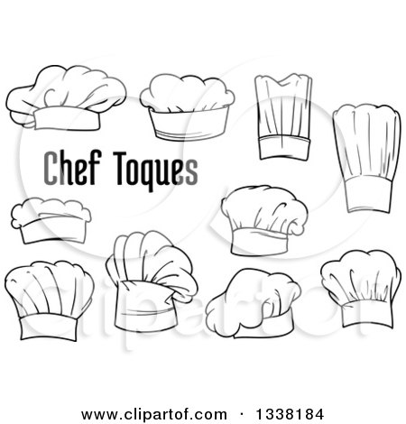 Clipart of Black and White Chefs Toque Hats and Text 4 - Royalty Free Vector Illustration by Vector Tradition SM