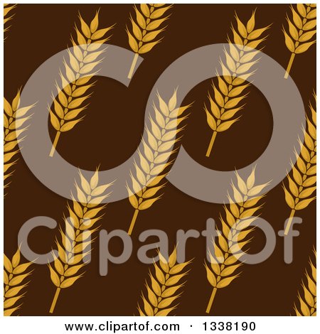 Clipart of a Seamless Background Patterns of Gold Wheat on Brown 4 - Royalty Free Vector Illustration by Vector Tradition SM