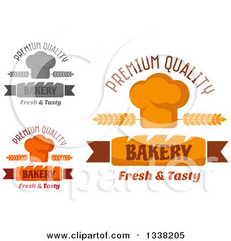 Clipart of Muffin, Wheat and Bread Bakery Designs with Text - Royalty Free Vector Illustration by Vector Tradition SM