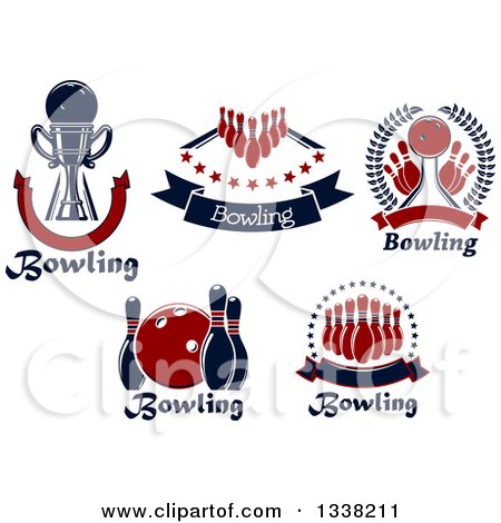 Clipart of Bowling Designs with Text - Royalty Free Vector Illustration by Vector Tradition SM