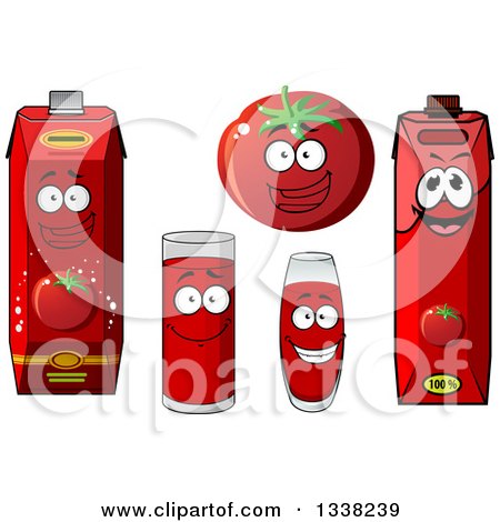 Clipart of a Happy Red Tomato Character and Juice 4 - Royalty Free Vector Illustration by Vector Tradition SM