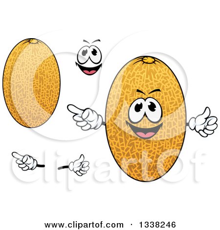 Clipart of a Cartoon Face, Hands and Cantaloupe Melons - Royalty Free Vector Illustration by Vector Tradition SM