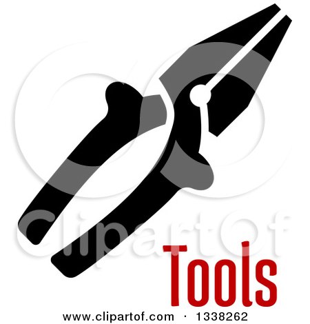 Clipart of a Black Pair of Pliers over Tools Text - Royalty Free Vector Illustration by Vector Tradition SM