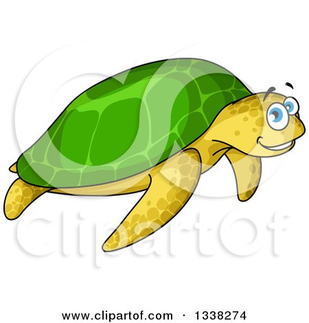 Clipart of a Cartoon Happy Sea Turtle - Royalty Free Vector Illustration by Vector Tradition SM