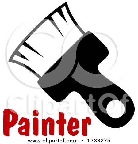 Clipart of a Black Paintbrush over Red Text - Royalty Free Vector Illustration by Vector Tradition SM