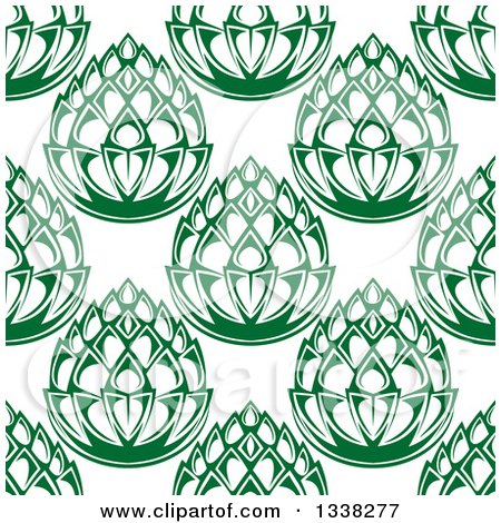Clipart of a Seamless Background Pattern of Green Beer Hops 2 - Royalty Free Vector Illustration by Vector Tradition SM