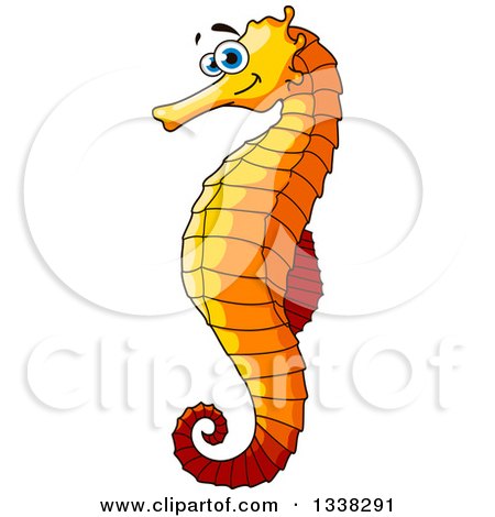 Clipart of a Cartoon Orange Seahorse - Royalty Free Vector Illustration by Vector Tradition SM
