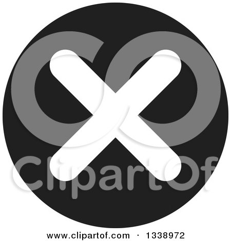Clipart of a White Negation X Mark on a Black Circle App Icon Design Element - Royalty Free Vector Illustration by ColorMagic