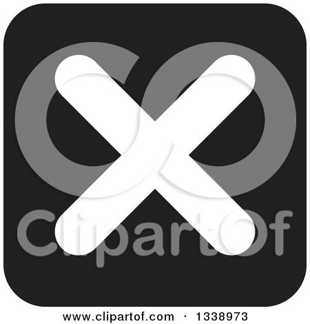 Clipart of a White Negation X Mark on a Black Square with Rounded Corners App Icon Design Element - Royalty Free Vector Illustration by ColorMagic