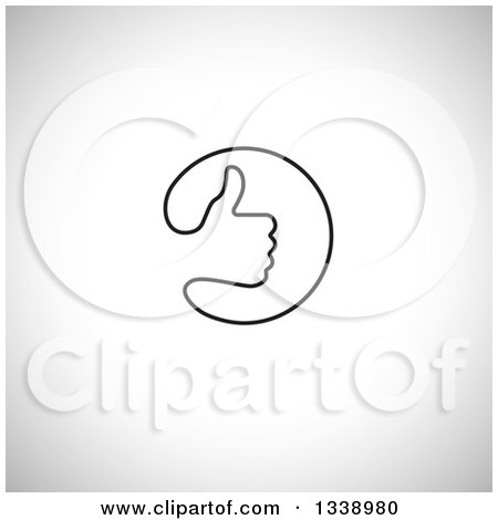 Clipart of a Black and White Thumb up like App Icon Design Element over Gray Shading 2 - Royalty Free Vector Illustration by ColorMagic