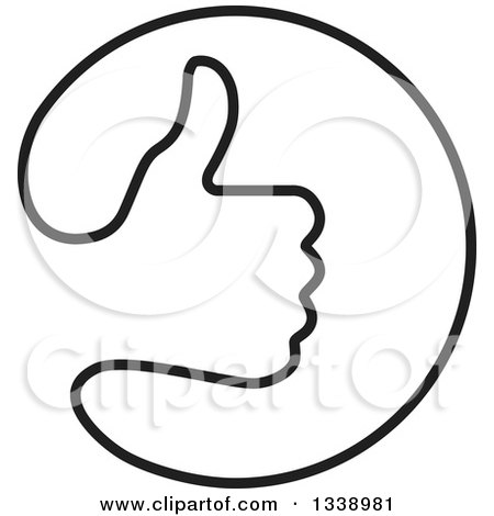 Clipart of a Black and White Thumb up like App Icon Design Element 2 - Royalty Free Vector Illustration by ColorMagic