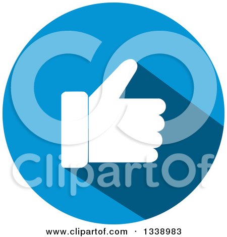 Clipart of a Flat Design White Thumb up like in a Round Blue App Icon Design Element - Royalty Free Vector Illustration by ColorMagic