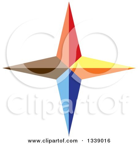 Clipart of a 3d Geometric Colorful Star or Cross - Royalty Free Vector Illustration by ColorMagic