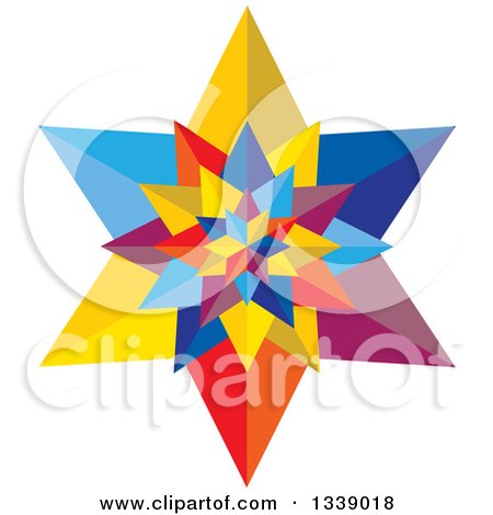 Clipart of a 3d Colorful Geometric Star 2 - Royalty Free Vector Illustration by ColorMagic