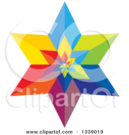 Clipart of a 3d Colorful Geometric Star 3 - Royalty Free Vector Illustration by ColorMagic
