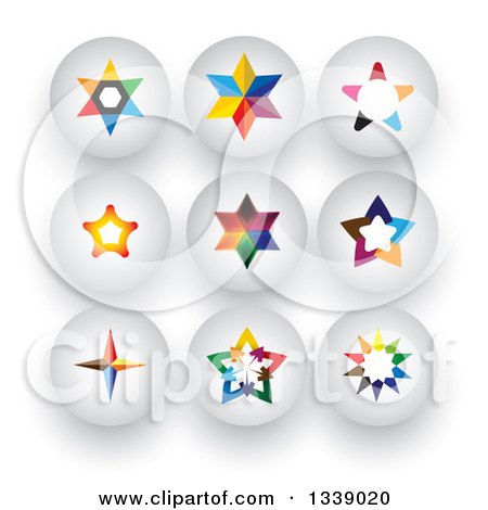 Clipart of Colorful Star Round Shaded App Icon Design Elements 2 - Royalty Free Vector Illustration by ColorMagic