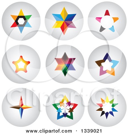 Clipart of Colorful Star Round Shaded App Icon Design Elements - Royalty Free Vector Illustration by ColorMagic