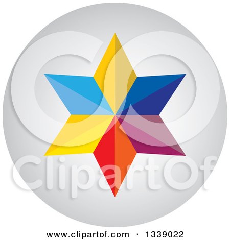 Clipart of a Colorful Star Round Shaded App Icon Design Element - Royalty Free Vector Illustration by ColorMagic