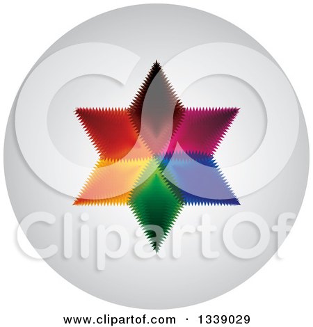 Clipart of a Colorful Star Round Shaded App Icon Design Element 4 - Royalty Free Vector Illustration by ColorMagic