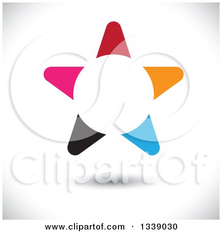 Clipart of a Colorful Star over Gray Shading 2 - Royalty Free Vector Illustration by ColorMagic
