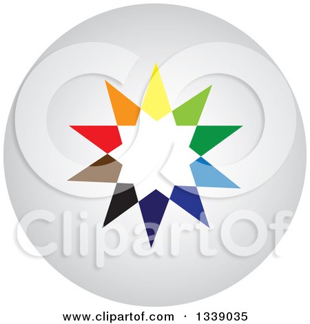 Clipart of a Colorful Star Round Shaded App Icon Design Element 6 - Royalty Free Vector Illustration by ColorMagic
