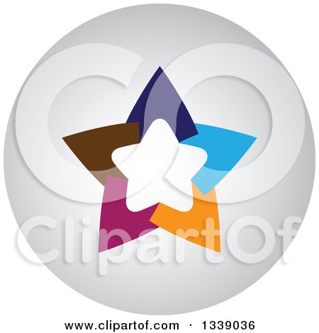 Clipart of a Colorful Star Round Shaded App Icon Design Element 5 - Royalty Free Vector Illustration by ColorMagic