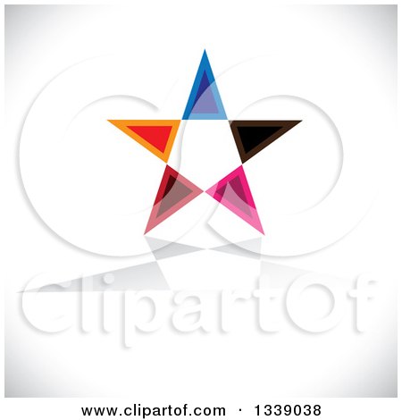 Clipart of a Colorful Star over Gray Shading - Royalty Free Vector Illustration by ColorMagic