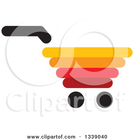 Clipart of a Red Yellow Black and Orange Shopping Cart Retail Icon - Royalty Free Vector Illustration by ColorMagic