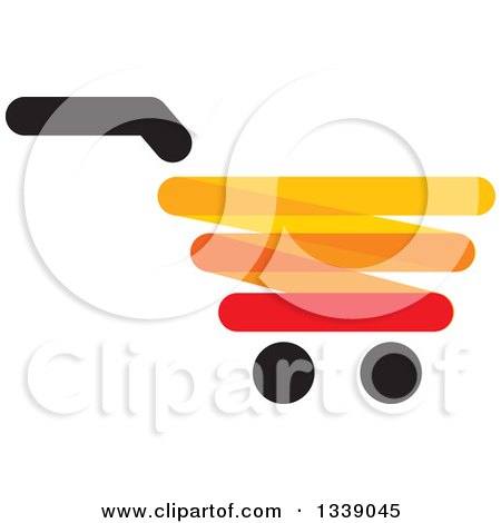Clipart of a Red Yellow Black and Orange Shopping Cart Retail Icon 3 - Royalty Free Vector Illustration by ColorMagic